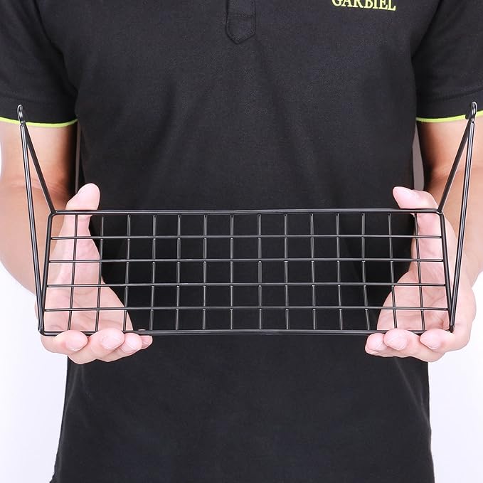 Kaforise Hanging Straight Shelf for Wire Wall Grid Panel, Small Wire Wall Organizer and Display Shelf, Size 11.8" X 4.3",Blac