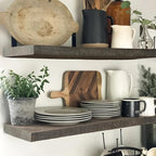 Floating Shelves, 8 Inch Deep Rustic Solid Reclaimed Wood Wall Shelves for Storage, Wall Mounted Display Shelving with Invisi
