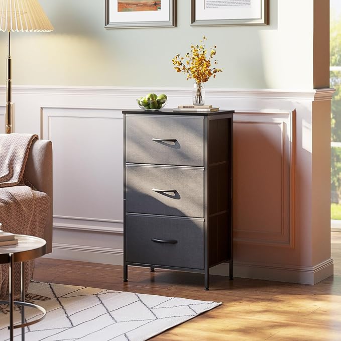 AODK Dresser for Bedroom Nightstand Small Dressers Chest of Drawers End Table for Living Room, Closet Dresser with 3 Storage 