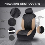 CAR PASS Waterproof Black Beige Car Seat Covers Front Seat Covers Neoprene Wetsuit,All-Weather Non-Slip Durable,Universal Fit