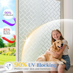 Coavas Frosted Window Privacy Film Static Cling Non-Adhesive for Glass Windows, Heat Control UV Blocking Sun Blocking Anti Glare, Day and Night Bathroom Home Office Cover, 35.4"x118"