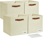Bagnizer Collapsible Fabric Storage Cube Bins with 2 Reinforced PU Handles, Foldable Storage Organizer Baskets for Closet, Sh