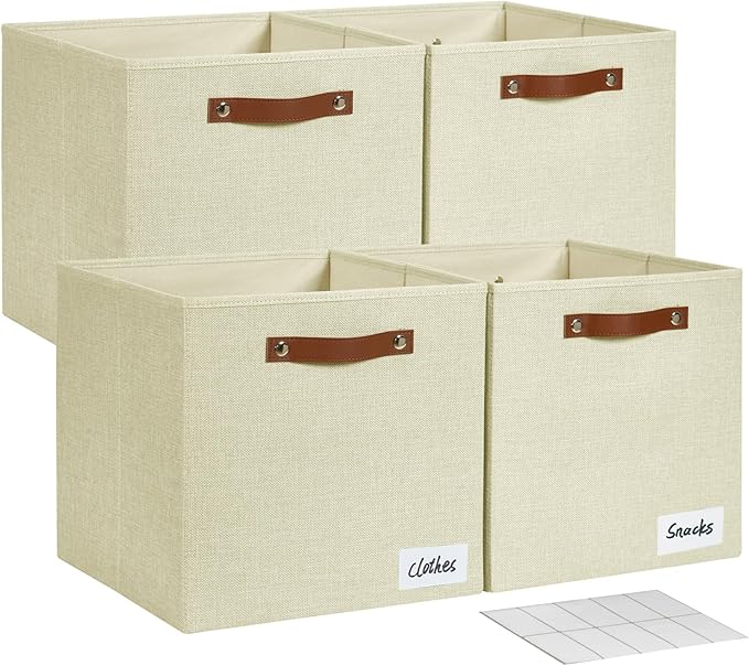 Bagnizer Collapsible Fabric Storage Cube Bins with 2 Reinforced PU Handles, Foldable Storage Organizer Baskets for Closet, Sh