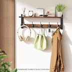 Oraich Coat Rack Wall Mount with Hooks and Shelf for Coat, Backpack, Key, Clothes Hanger, Wall Floating Shelf for Entryway, L