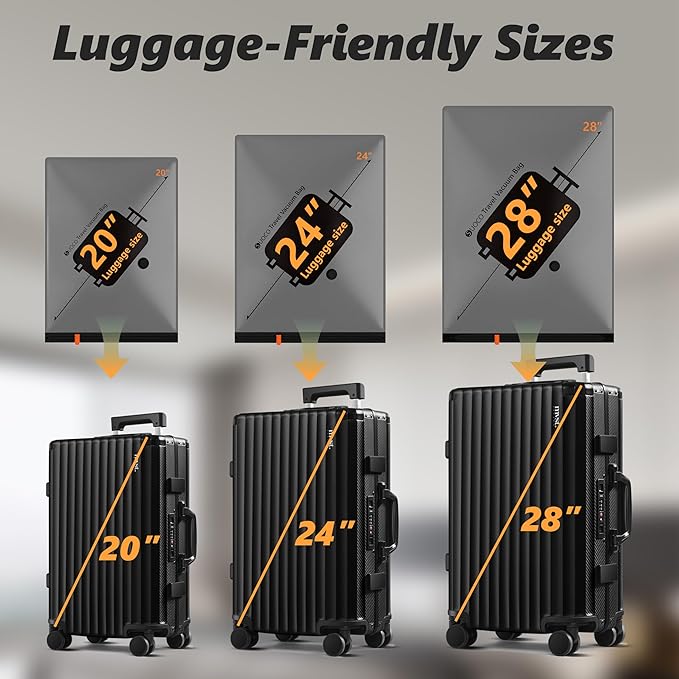 Travel Vacuum Bags with Cordless Electric Pump, 24 Combo Compression Packing Cubes for Clothing Clothes, Luggage Suitcase Org