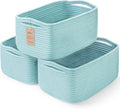 3-Pack Small Storage Baskets for Organizing | Woven Shelf Toy Basket | Rope Baskets for Gifts Empty | Closet Organizer Bins w