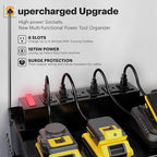 Spampur Power Tool Organizer Wall Mount with Charging Station, 15 Min Assembly & Maximum 420lb Load by Heavy Duty Metal, 8 Sl