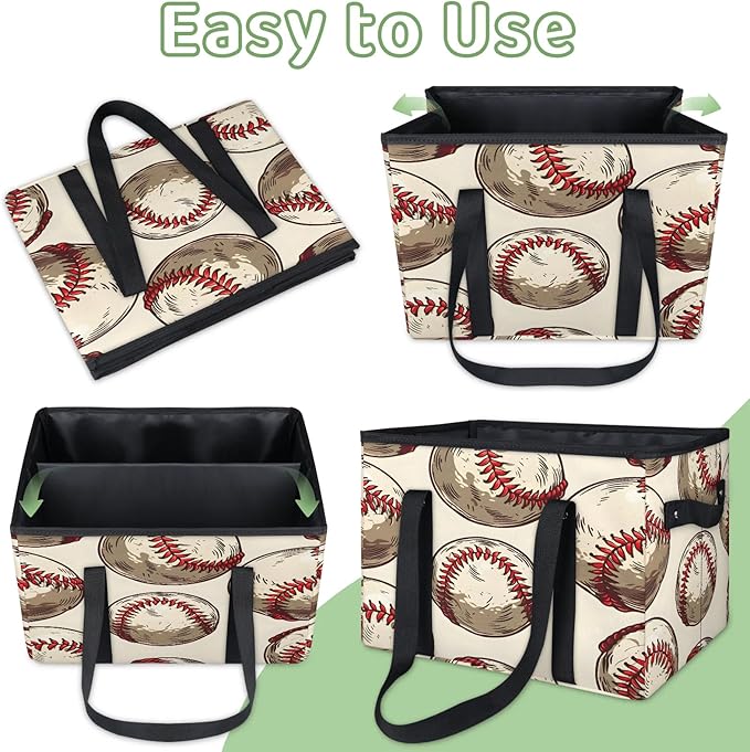Reusable Grocery Bags Heavy Duty Shopping Bags Foldable Large Tote Bags with Long Handles & Hard Bottom
