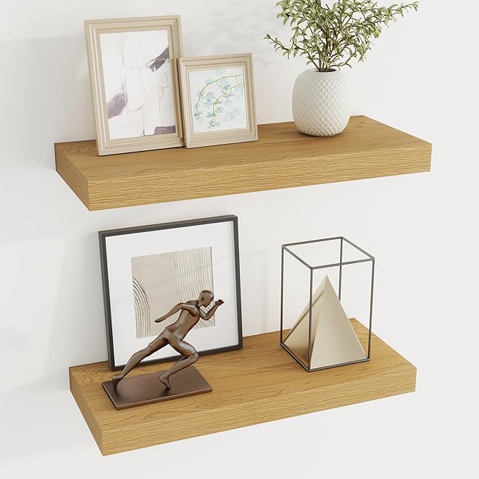 Dreamland 20 Inches Floating Shelves for Wall, 6.7 Inch Deep Floating Shelves Set of 2, Large Display & Storage Shelf, Wall S