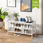BMOSU 3-Tier Bamboo Extended Shoe Rack Premium Stackable Shoe Shelf Storage Organizer for Hallway Closet Living Room Entryway