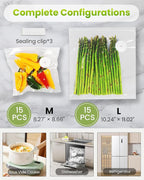 FEPPO Vacuum Sealer for Food with Visible Water Tank, Handheld Saver Compact Vacuum Sealer Machine with 30 Reusable Bags for 