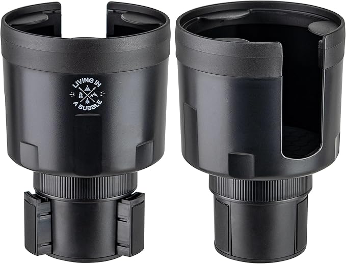 Living in a Bubble Cup Holder Expander for 3.4" to 4.0" Diameter Bottle & Cups - Black