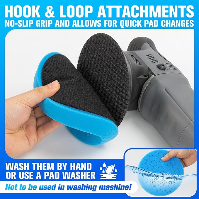 Blue Polish Pad, Buffing Polishing Pads, 1Pc 6.5 Inch Face for 6 Inch 150mm Backing Plate Compound Buffing Sponge Pads for Car Buffer Polisher Compounding, Polishing and Waxing