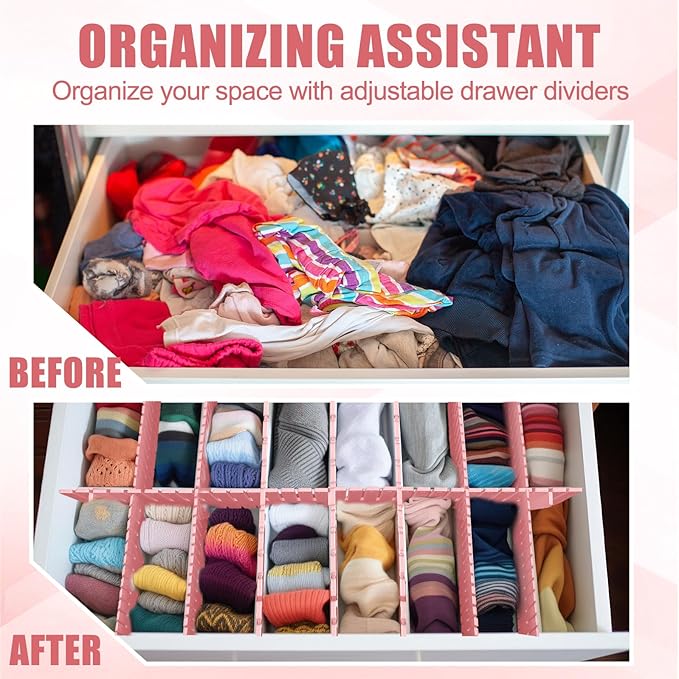Blosssound 15 Pcs 5.12 Tall Drawer Divider Adjustable Drawer Organizer DIY Ultra Deep Storage Organizer Separator with Fixed 