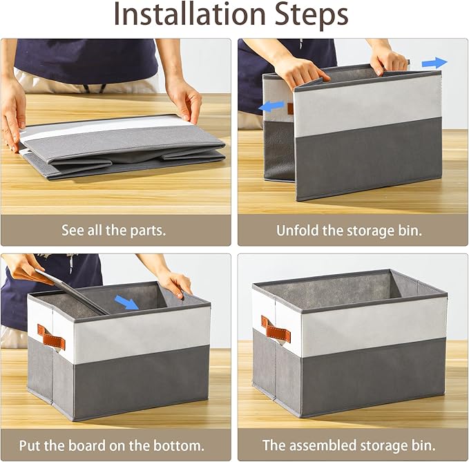 6 Pack Large Storage Bins with Handle,Collapsible Storage Basket for Shelves,Fabric Closet Organizer for Organizing Clothes B