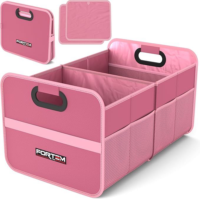FORTEM Car Trunk Organizer, Collapsible Two Compartment Organizer, Foldable SUV & Truck Storage for Car Accessories for