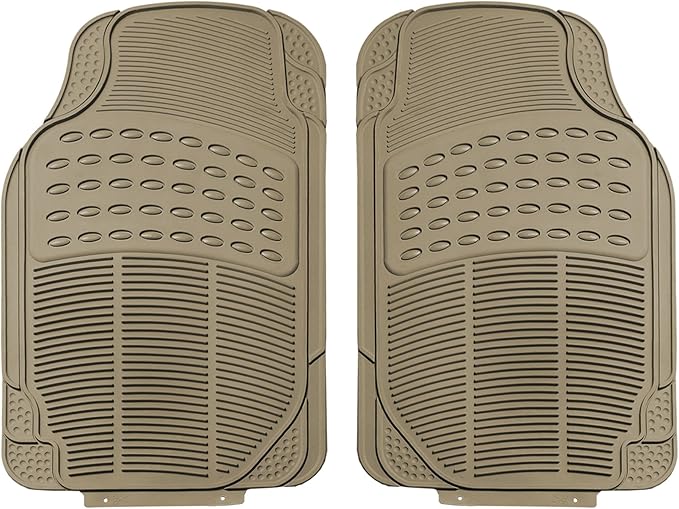 FH Group Automotive Floor Mats Climaproof for All Weather Protection Universal Fit Trimmable Heavy Duty fits Most Cars, SUVs, and Trucks, 2pc Front Set Solid Beige