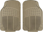 FH Group Automotive Floor Mats Climaproof for All Weather Protection Universal Fit Trimmable Heavy Duty fits Most Cars, SUVs, and Trucks, 2pc Front Set Solid Beige