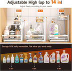 Sevenblue 2 Packs Under Sink Organizer, Height Adjustable 2 Tier Under Kitchen Sink Organizer, Multi-Purpose Storage Shelf fo