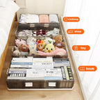 2-Pack Under Bed Storage Containers with Wheels - Stackable, Foldable Plastic Storage Boxes with Lids for Clothes, Shoes, Bla
