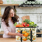Reusable Grocery Bags Heavy Duty Shopping Bags Foldable Large Tote Bags with Long Handles & Hard Bottom