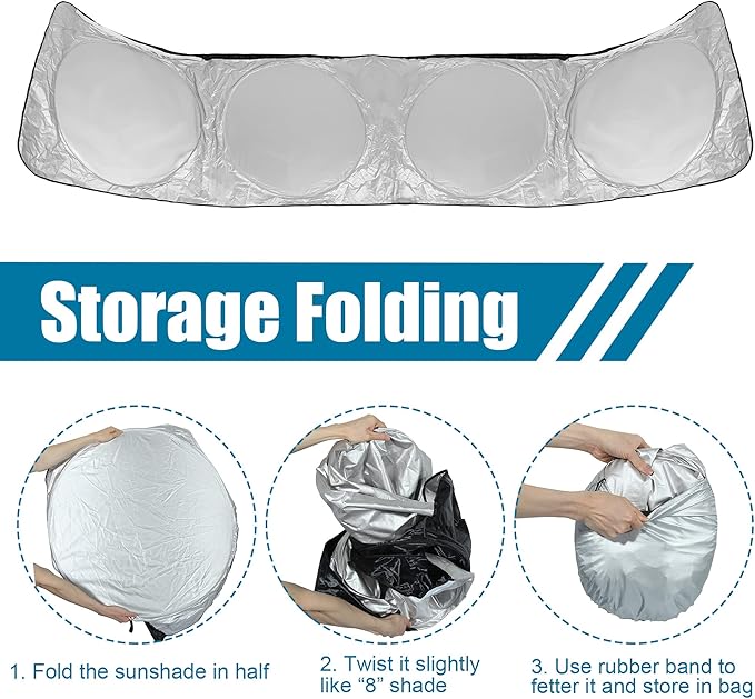 X AUTOHAUX Semi-Truck Sunshade for Windshield and Side Window Full Covered 240T Nylon Polyester Foldable Sun Shade Sun Heat Proctection Cool Temperature for Trailer Commercial Big Rig Trucks
