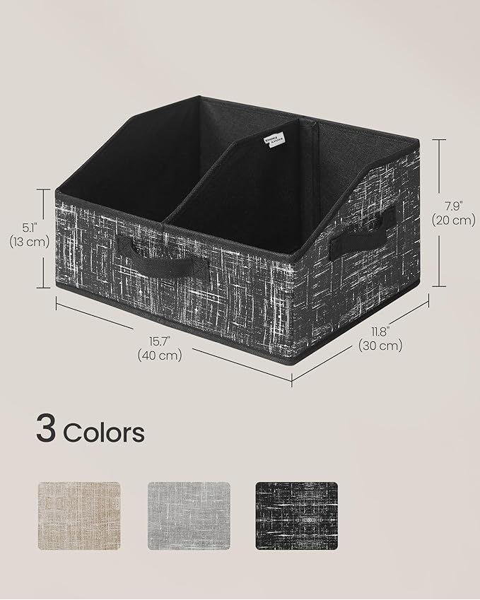 SONGMICS Set of 6 Storage Baskets, Foldable Storage Bins with Removable Dividers, Fabric Boxes, 15.7 x 11.8 x 7.9 Inches, Clo