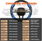 NBTEPEM Customized Auto Car Steering Wheel Cover for Honda Accord, Civic, CR-V, HR-V, Pilot, Microfiber Leather Sport Steerin