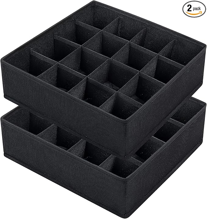 Joyoldelf Sock Drawer Organizer Divider, 16-cell Underwear Organizers and Storage Fabric Drawer Organizer for Socks, Lingerie