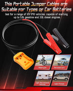 Jumper Cables Compatible with Dewalt 20v Battery, Jumper Starter with Adapter (Battery not Included), Portable Automotive Booster Cables Power for Car Jump Starting Using Tool