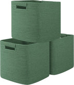 OIAHOMY Storage Cubes 11 Inch Storage Bins-3 Pack, Cotton Rope Woven Baskets for Organizing, Square Baskets for Shelves Organ