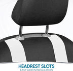 carXS Seat Covers for Cars Full Set, Black & White Car Seat Covers with Matching Rear Bench Cover, Universal Fit for Most Aut