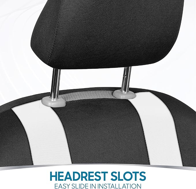 carXS Seat Covers for Cars Full Set, Black & White Car Seat Covers with Matching Rear Bench Cover, Universal Fit for Most Aut