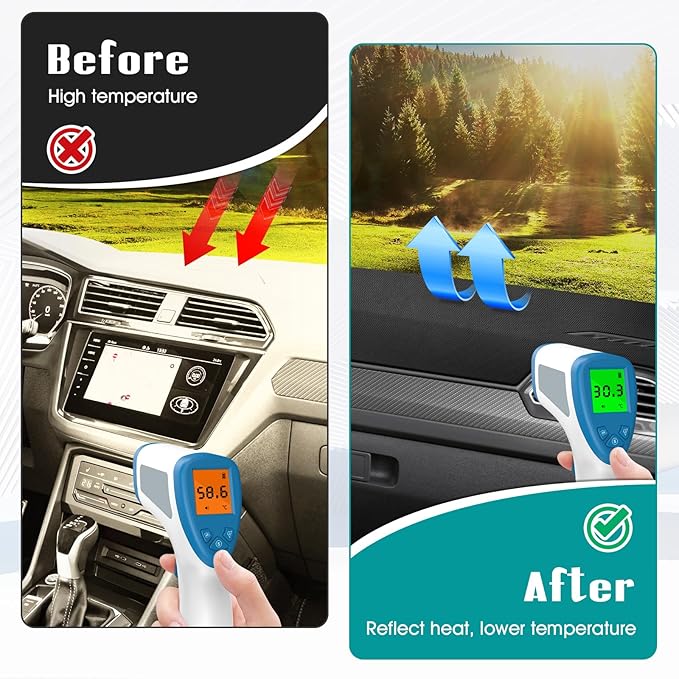FIILINES Dash Cover for 2017-2024 Volkswagen VW Tiguan, Dashboard Mat Accessories Dash Cover Sunshade Nonslip Mesh Protector 