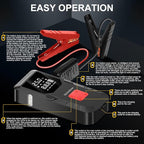 12 V Car 8000 mAh Battery Jump Starter 2800A with 150psI Air Compressor, Compact and Practical Edition QB08L Safe Smart,