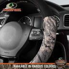 Mossy Oak Camo Steering Wheel Cover - PU Leather and Cotton Twill, Universal Fit 14 1/2 inches to 15 inches - Officially Lice