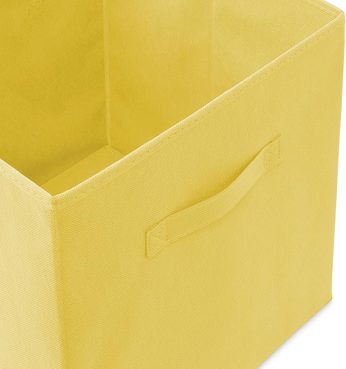 Casafield Set of 6 Collapsible Fabric Cube Storage Bins, Yellow - 13" Foldable Cloth Baskets for Shelves, Cubby Organizers & 