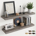 36 Inch Floating Shelves for Wall Set of 2, 8"D Wood Grain Bathroom Shelves with Invisible Brackets, Easy Install Engineered 