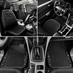 CAR PASS Universal Black Leather Lace Car Seat Covers Full Set for Women Girls,Waterproof Car Floor Mats Carpet,Glitter Steer