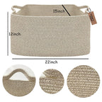 COMFY-HOMI Large Rectangular Blanket Basket, Woven Cotton Rope Baskets for Storage, Laundry Hamper Basket, Storage Bin,Toy Or