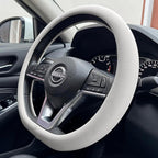 PINCTROT D Shaped Nappa Leather Steering Wheel Cover, Slim Fit No Bulk Design, One Piece Leather with Breathable Perforation,