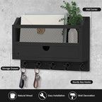 Nekon Key and Mail Holder for Wall, Key Organizer with 5 Hooks & Storage Drawer, 11" W x 7.9" H x 3.1" D Wooden Key Rack for 