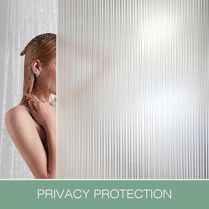 STATINT Reeded Glass Window Privacy Film 3D Decorative Frosted Non Adhesive UV Heat Blocking Day and Night Vinyl Privacy Clings for Bathroom Living Room，29.5 Inch X 13.1 Feet