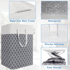 BlissTotes 3-Pack Laundry Basket, Freestanding＆Waterproof Laundry Hamper, Collapsible Tall Clothes Hamper with Easy Carry Han
