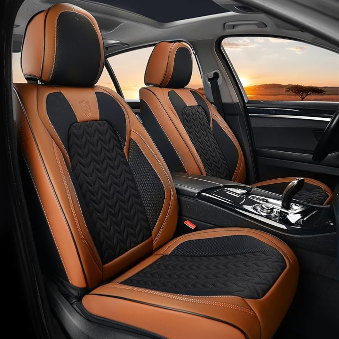 Coverado Car Seat Cover, Front Seat Cover, 2PCS Car Seat Protector, Seat Covers for Cars, Breathable Faux Leather Car Seat Cu