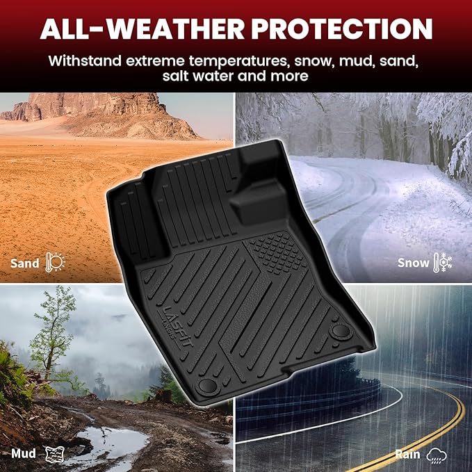 LASFIT Floor Mats & Trunk Mat for 11th Gen Honda Civic Hatchback(Not for Hybrid) 2026 2025 2024 2023 2022, All Weather Custom Fit TPE Car Floor Liners,1st & 2nd Row & Trunk Liner (Fit with Subwoofer)