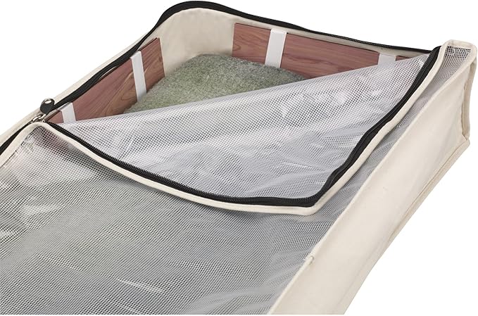 Household Essentials Cedarline Under Bed Storage Bag, Heavy-Duty Cotton Canvas, Textured PEVA Top with Durable 3-Sided Zipper