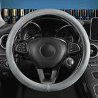 Red Rain Gray Cowhide Steering Wheel Covers Genuine Leather Car Steering Wheel Cover Universal 15inch / Size M Wheel Cover for Car SUV Truck (C-Gray-M)