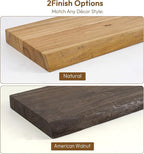 Vivelove Live Edge Floating Shelves 36 inch Long, Elm Wood Wall Display Shelf with Invisible Bracket for Living Room Bedroom 