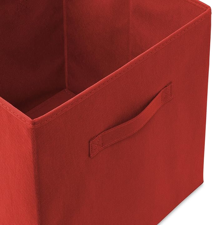 Casafield Set of 6 Collapsible Fabric Cube Storage Bins, Red - 13" Foldable Cloth Baskets for Shelves, Cubby Organizers & Mor
